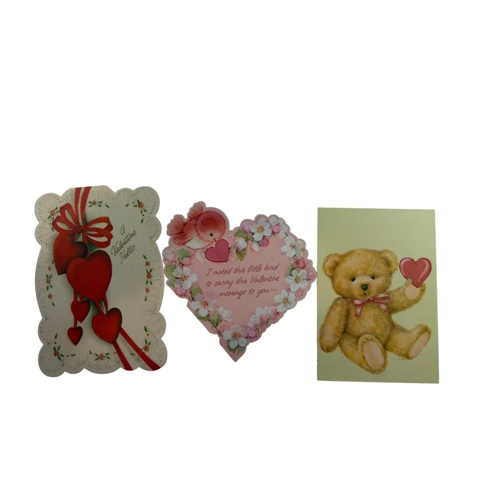 VTG Valentine Card Sticker Doilies Lot Red Pink Mixed Ephemera